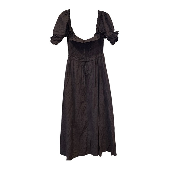 R. Yiposha Dresses & Skirts - R Yiposha Black Smocked Midi Dress Puff Sleeve Cottagecore L S4